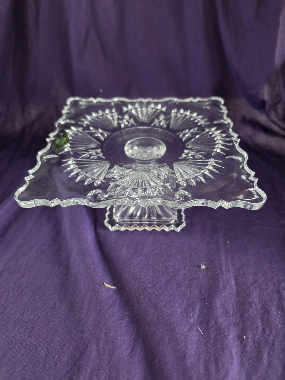 Clear Glass Square Pedestal Dessert Cake Stand - Elegant Serving Platter